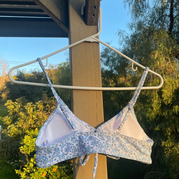 Blue bikini top so cute dainty blue and white floral. - Picture 2 of 3